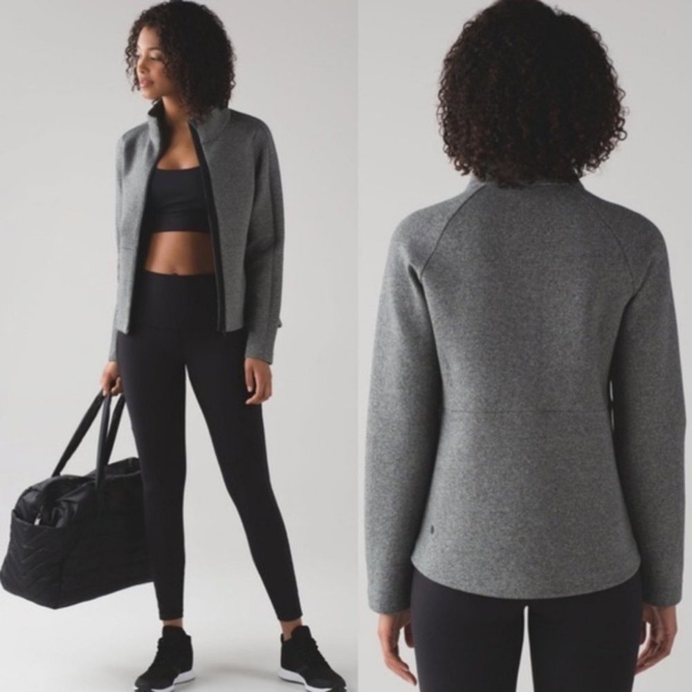 Lululemon Going Places Jacket Heathered Speckled Black Size 2 Grey Warm Coat